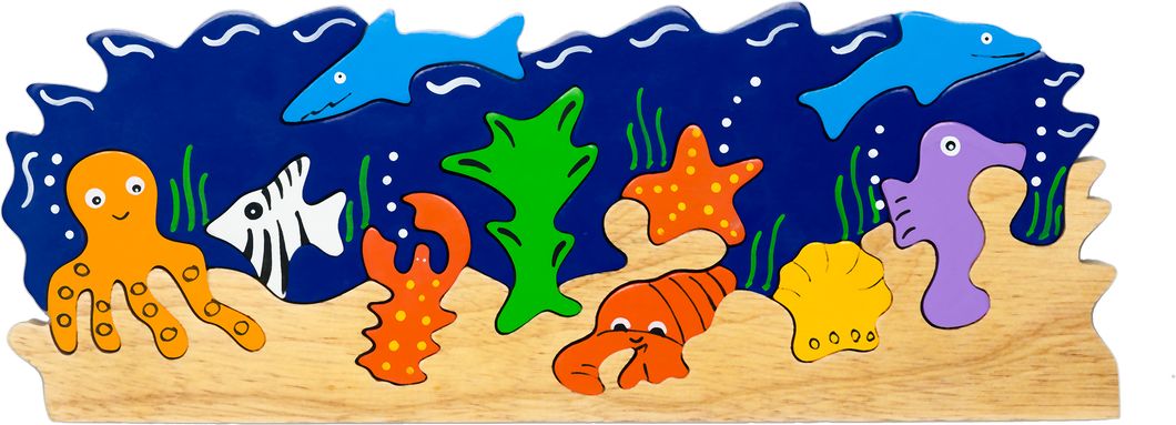 chunky wooden puzzles for toddlers aquarium