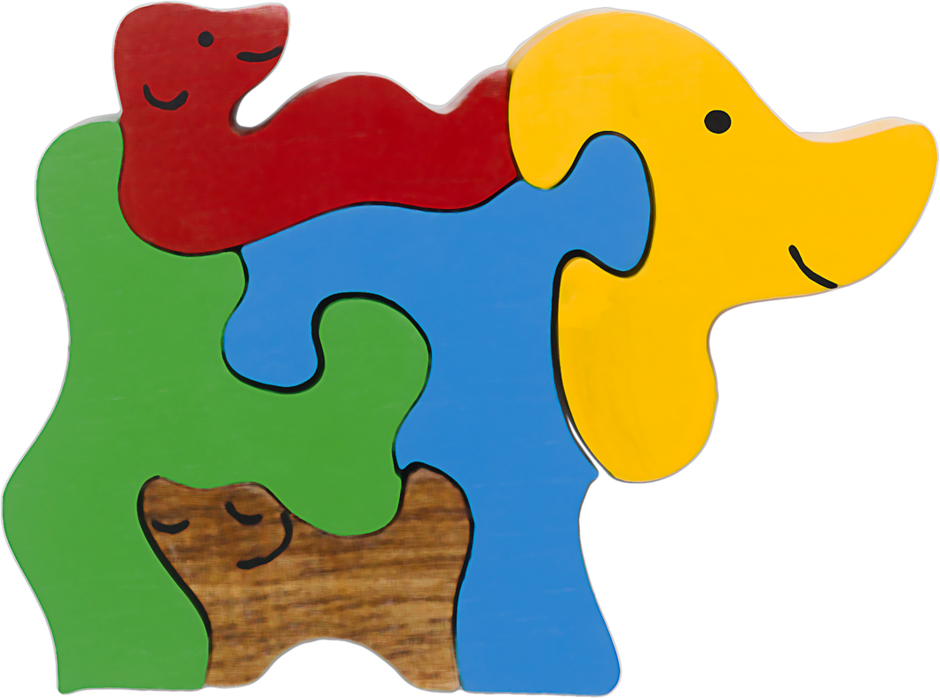 wooden dog puzzle