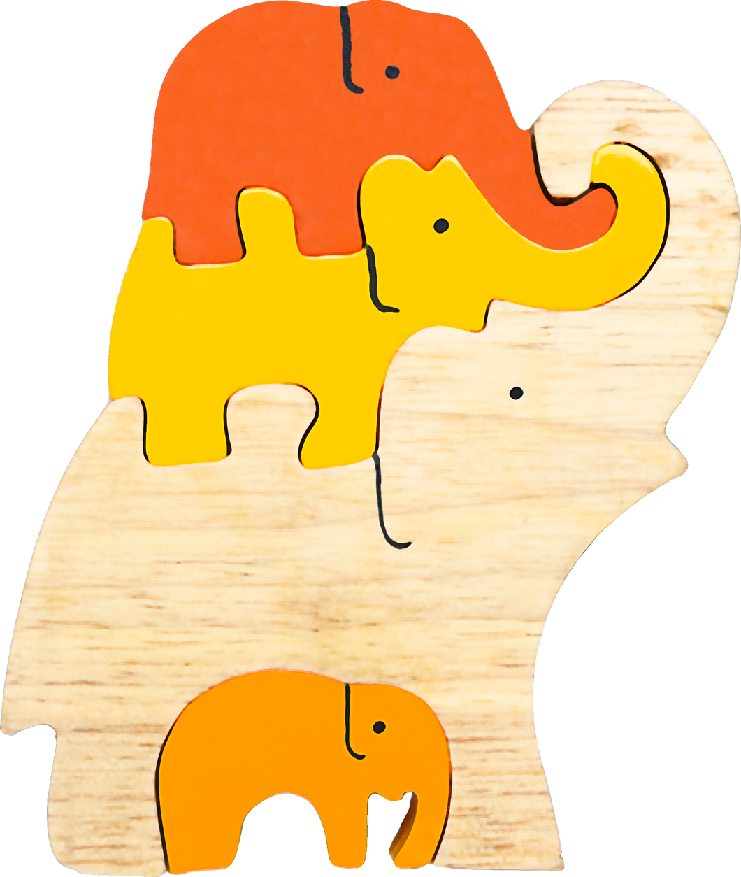 small wooden puzzle elephants