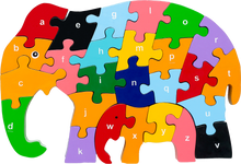 Load image into Gallery viewer, elephant wooden puzzle letters lower-case
