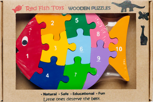 wooden number puzzle fish