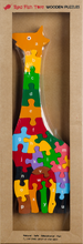 Load image into Gallery viewer, giraffe wooden alphabet peg puzzle
